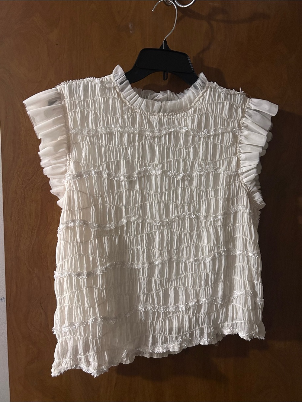 SHEIN Cream Ruffled Smocked Sleeveless Camisole